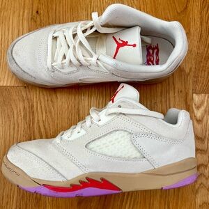 Jordan 5 Low Retro Kids Pale Ivory/Desert/Rush/Fuchsia/Fusion Red